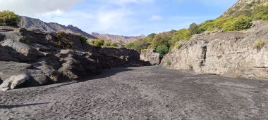 Bromo Dağı 'nın ve Endonezya' nın doğu Java bölgesinin güzel manzarası