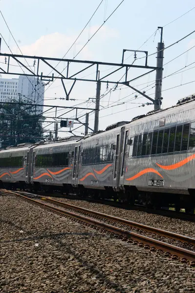 Şehrin raylarından geçen güzel tren manzarası.