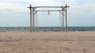 Vio Vio Beach Batam 'ın beyaz kumlu güzel manzarası.