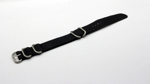 Black nylon watch strap isolated on white background