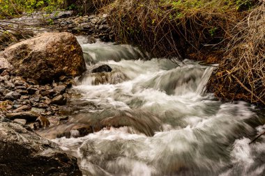 Şili 'nin merkezindeki Aguas de Ramn Doğal Parkı' ndaki dağ haliçlerinin güzel manzarası.