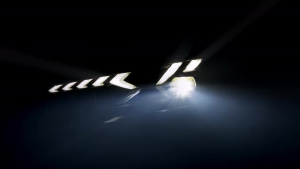 Автомобіль Блимає Темряві Спортивний Автомобіль Фара Перемикання Світлодіодних Фари Автомобіля — стокове відео