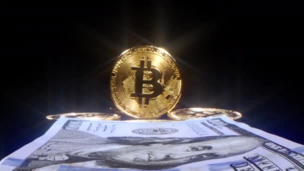 Moneda Criptográfica Bitcoin Btc Bit Coin Tecnología Cadena Bloques Minería — Vídeos de Stock