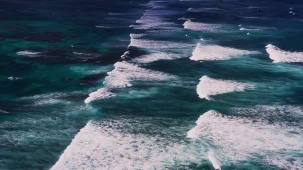 Drohnenaufnahmen Über Dem Blauen Wasser Die Mit Dem Wellenbrecher Und — Stockvideo
