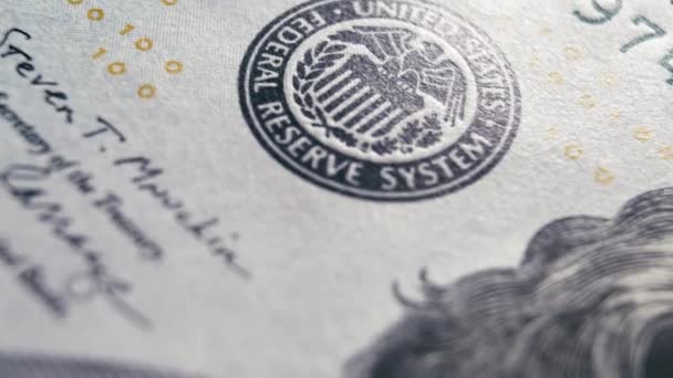 Cash Money Banknotes Macro Many 100 American Dollar Bills 100 — Vídeo de Stock