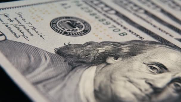 Close Detail Dollars Bill Extreme Close Macro Shot Banknote American — Wideo stockowe