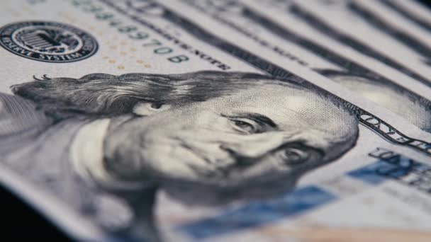 Détail Rapproché Facture Dollars Extrêmement Près Plan Macro Billet Banque — Video