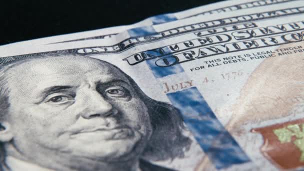 Macro Texture Banknotes Shot Close 100 American Dollar Bills Cash — Stockvideo
