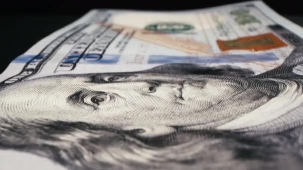 Feche Detalhe Nota Dólares Extremamente Perto Fotografia Macro Notas Dos — Vídeo de Stock