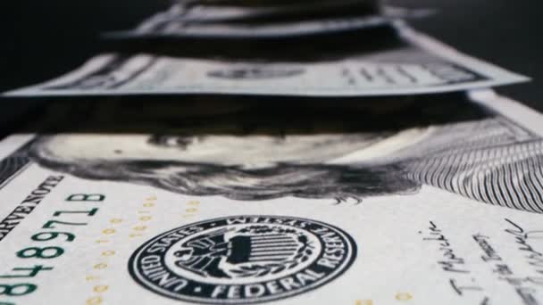 Закройте Деталь Счета Долларах Крайне Близко Макроснимок Американской Купюры Американский — стоковое видео