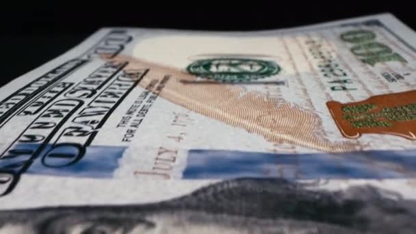 Закройте Деталь Счета Долларах Крайне Близко Макроснимок Американской Купюры Американский — стоковое видео