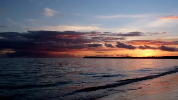 Soleil Sur Mer Incroyable Lever Soleil Rouge Sur Île Des — Video