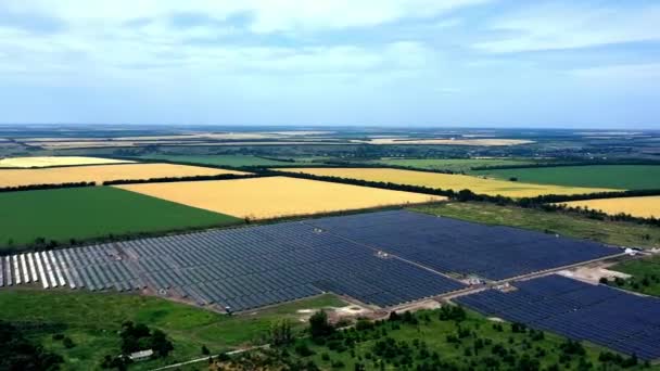Aerial View Solar Power Plant Renewable Green Energy Electric Technology — Video