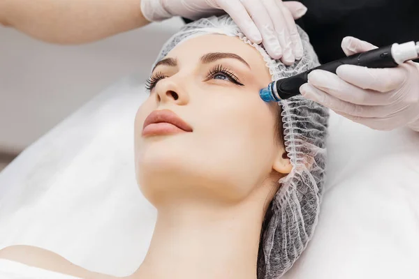 Modern cosmetology. Close up of a modern device for hydrafacial procedure used for face cleansing