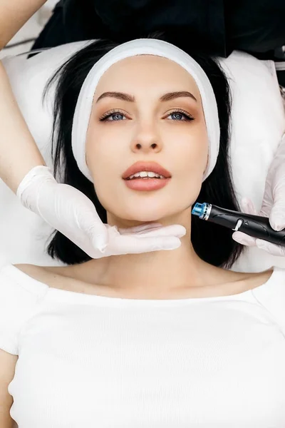 Modern cosmetology. Close up of a modern device for hydrafacial procedure used for face cleansing