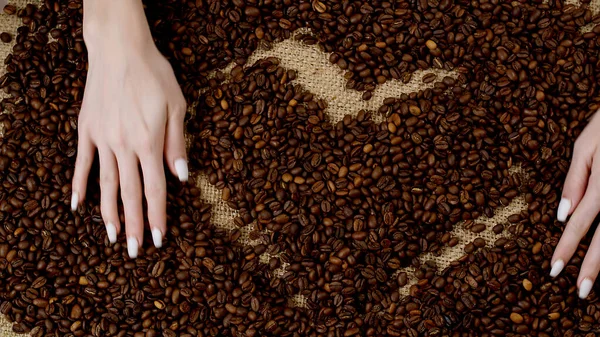 Woman Sorting Freshly Roasted Coffee — Stock Photo, Image