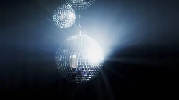 Colorful Disco Mirror Balls Illuminates Backdrop Nightclub Party Lights Disco — Photo
