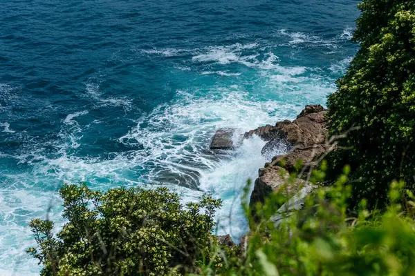 Tropikal adada deniz dalgaları ve uçurumlar