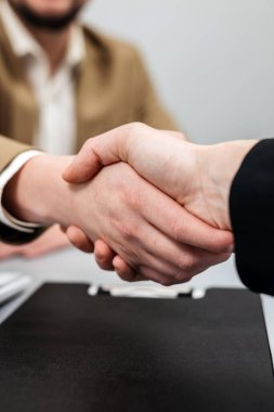 Belgeleri imzalayan, anlaşmaları ve sözleşmeleri yapan iş adamları. Yasal formaliteleri, banka kredilerini, sigorta alımlarını kavramsallaştırın ve ofis ortamında hazırlık yapın.