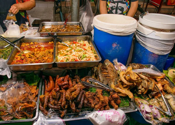 Alimenti Artigianali Tipici Della Thailandia Esposti Mercato Locale Bazar — Foto Stock