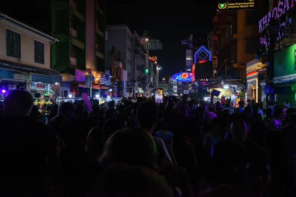 Hundreds People Khao San Road Bangkok City Night — Stock Photo, Image