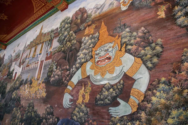 Pinturas Históricas Templo Del Buda Esmeralda Gran Palacio Bangkok Tailandia —  Fotos de Stock