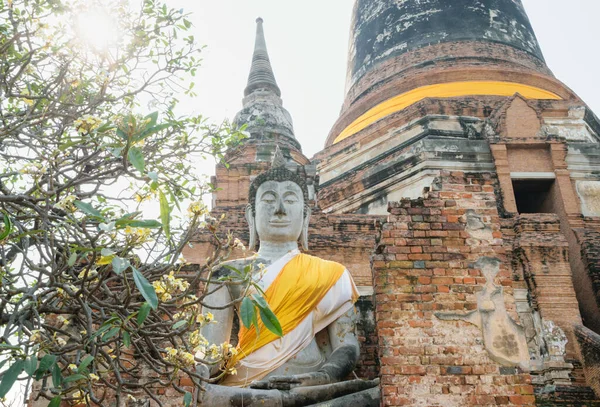 Beautiful View Pagodas Buddhas Ayutthaya Wat Ratchaburana Wat Mahathat Wat — Stock Photo, Image