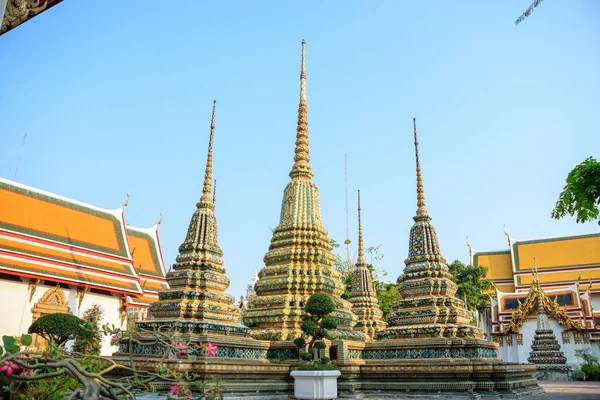Ступа Пагода Храма Ват Пхо Большого Дворца Бангкока Таиланд — стоковое фото