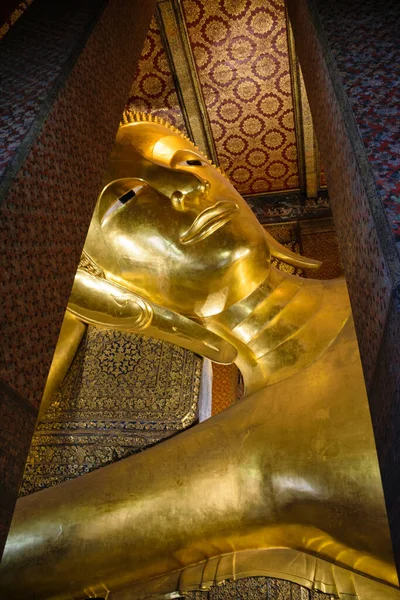 Statue Inclinée Bouddha Wat Pho Bangkok Thaïlande — Photo