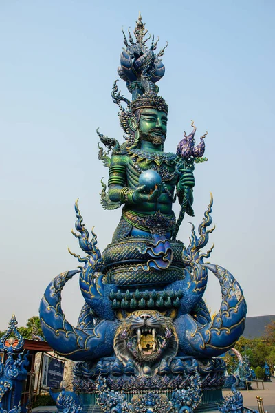 Mavi Tapınak Wat Rong Suea Tayland Chiang Rai Bölgesindeki Güzel — Stok fotoğraf