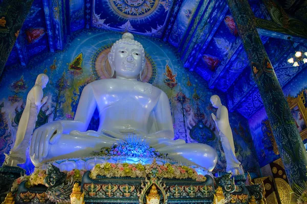 Temple Bleu Wat Rong Suea Ten Beau Temple Dans Province — Photo
