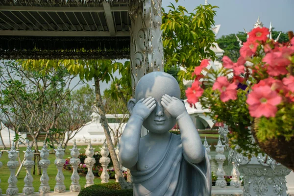 Luz Greystone Criança Buda Templo Branco Chiang Rai Norte Tailândia — Fotografia de Stock