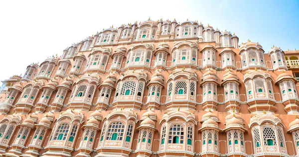 Éjszakai Kilátás Hawa Mahal Rózsaszín Város Jaipur Turista Úti Cél Stock Kép
