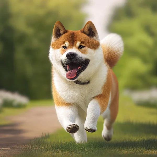 Słodkie Mężczyzna Akita Inu Pies Działa Park Góry — Zdjęcie stockowe