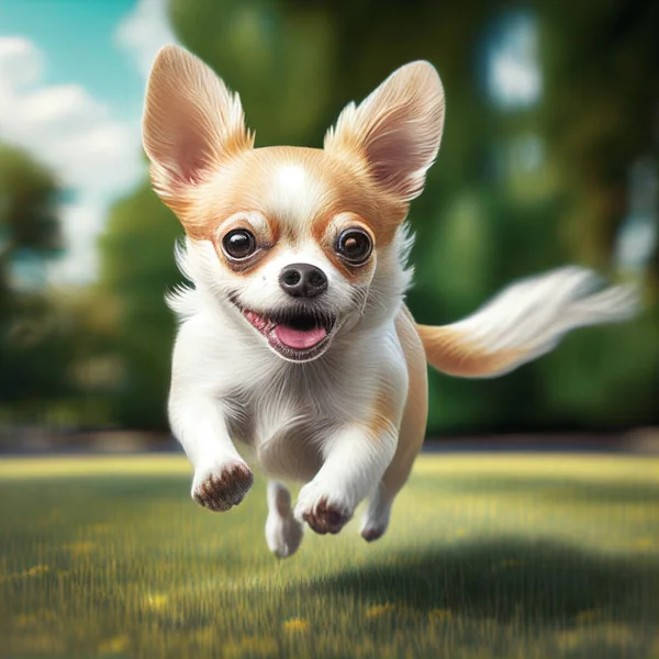 Słodkie Mężczyzna Chihuahua Pies Działa Parku — Zdjęcie stockowe