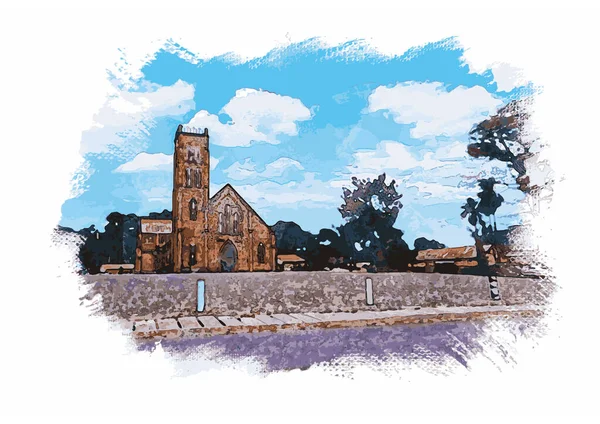 Mbalmayo Rosaire主教座堂的水基绘画 — 图库矢量图片