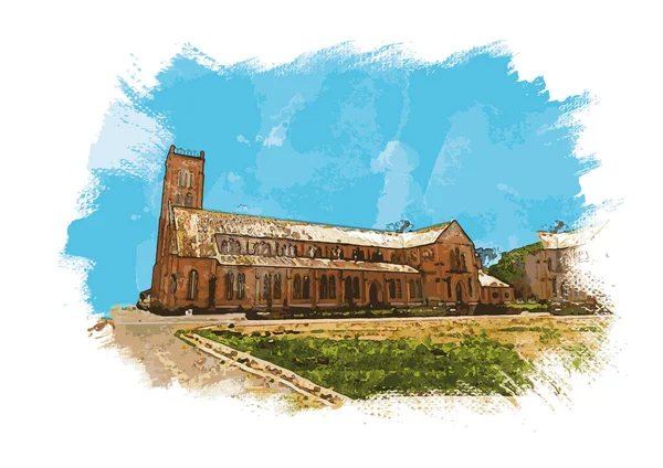 Peinture Eau Cathédrale Notre Dame Rosaire Mbalmayo — Image vectorielle