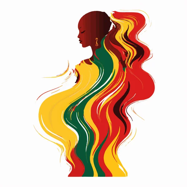 Ilustrace Silhoutte Africké Ženy Barvami Vlajky Kamerunu — Stockový vektor