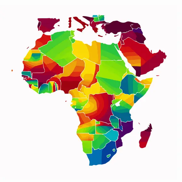 Mappa Del Continente Con Paesi — Vettoriale Stock