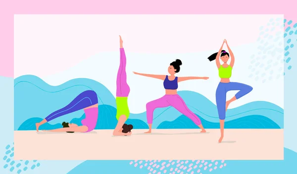 Womans Yoga Pose Healthy Lifestyle Vector Illustration — Stockový vektor