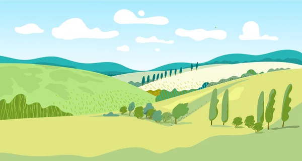 Panorama landscape with blue sky background, illustration of beautiful natural landscape.Vector illustration.