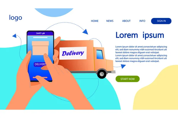  Online delivery service concept, online order tracking,Delivery home and office.Vector illustration.