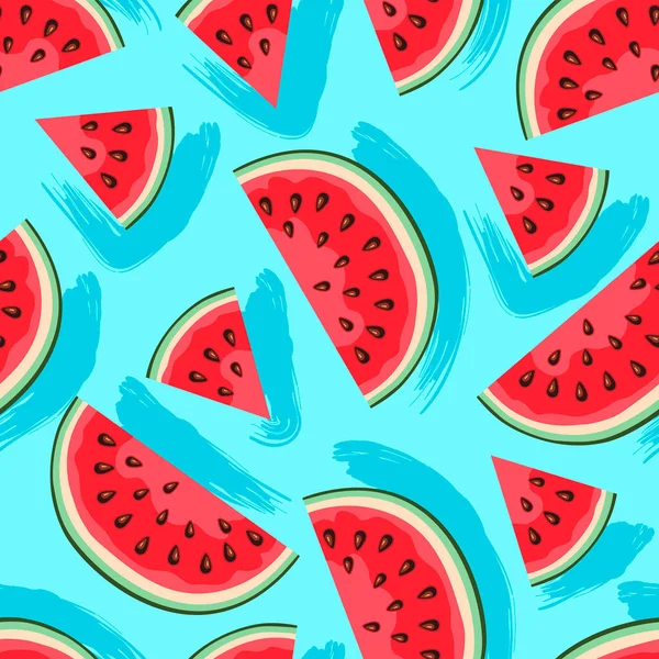 Vector seamless pattern of summer fruit and fruits, watermelon, ice, watermelons and other.