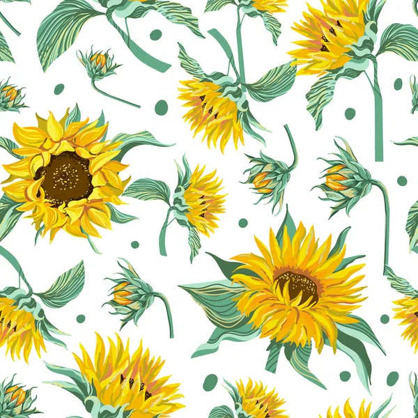  Sunflower seamless pattern. Floral pattern. Vector illustration.