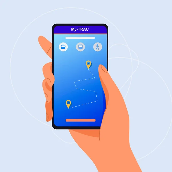  Hand holding mobile phone.Empty screen.Hands holding smartphone, flat style, catroon.Mobile device with blank screen.Flat style,minimalist design.Space for your picture or text.Template, mock-up.Isolated.Vector illustration.