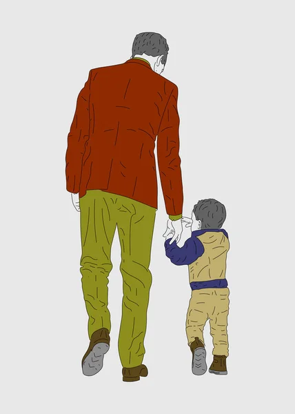 Evlat, babanın elini tut ve Babalar Günü 'nde renkli elbiselerle seyahat et.