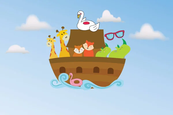 funny cartoon cat in the summer day illustration