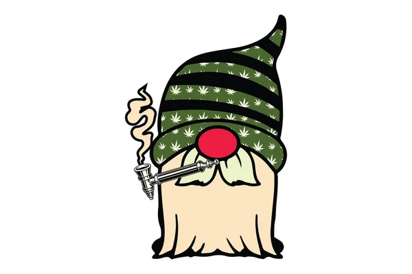 cute cartoon elf with a hat and green leaves. vector illustration