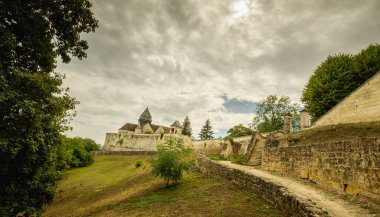 beautiful view of the medieval castle, the famous tourist fortress, in st. petersburg, russia