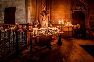 Reims Cathedral - interior of the cathedral, candle display.